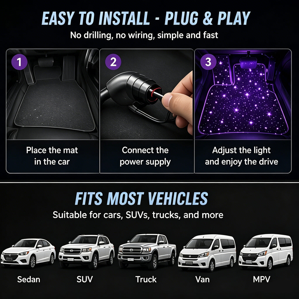 Starlight Fiber Optic Car Floor Mats
